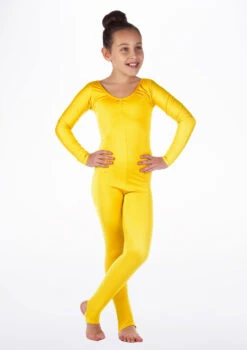 Alegra Girls Shiny Blaine Catsuit -Diaman Dance Wear Shop ALC5290 MAIN YEL 89581.1675211026