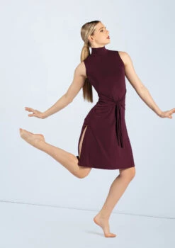 Weissman Knotted Tunic Dress -Diaman Dance Wear Shop D12228 raisin 0479 61252.1678890852