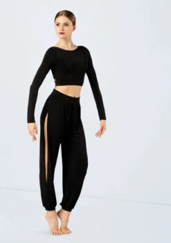 Weissman Knotted Back Crop Top -Diaman Dance Wear Shop MJ12211 black MJ12237 black 2677 84457.1698450384