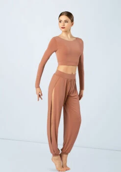Weissman Knotted Back Crop Top -Diaman Dance Wear Shop MJ12211 warmsand MJ12237 warmsand2543 31727.1678891014