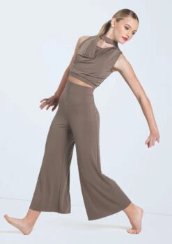 Weissman Matte Jersey Cowl Crop Top -Diaman Dance Wear Shop MJ13035 mocha MJ12791 mocha 842 76184.1698840484