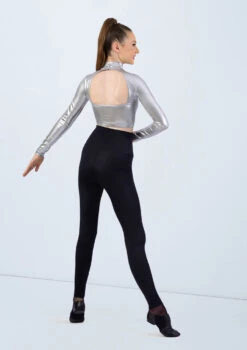 Weissman Premium Metallic Crop Top -Diaman Dance Wear Shop ML12486 silver MT7447 0485 51121.1678891096
