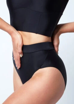 Move Dance Elouise High Waisted Dance Brief -Diaman Dance Wear Shop MOR0812 BLK CLOSE UP FRONT 1 53371.1678884716