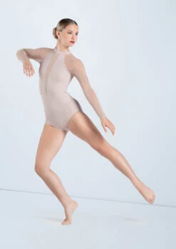 Weissman Long Sleeve V-Plunge Leotard -Diaman Dance Wear Shop MT13061 latte 383 82511.1678891237
