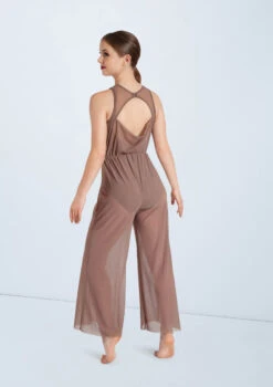 Weissman Cowl Drape Power Mesh Jumpsuit 8 Weissman Cowl Drape Power Mesh Jumpsuit -Diaman Dance Wear Shop SM12126 mocha 0654 84159.1678891654