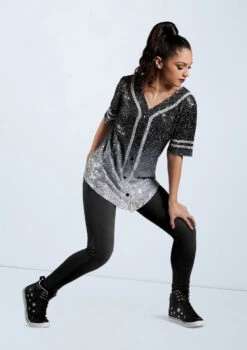 Weissman Sequin Baseball Jersey -Diaman Dance Wear Shop SQ11774 black 13045 53656.1698840541