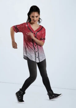 Weissman Sequin Baseball Jersey -Diaman Dance Wear Shop SQ11774 red 13110 82512.1678891704