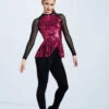 Weissman Ultra Sparkle Peplum Top -Diaman Dance Wear Shop SQ12731 lipstick 363 95165.1678891723