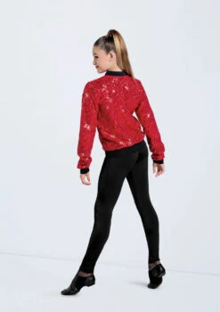 Weissman Sequin Bomber Jacket -Diaman Dance Wear Shop SQ13866 red 010 35615.1698840541