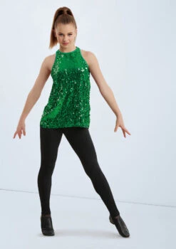 Weissman Ultra Sparkle Flyaway Tank Top -Diaman Dance Wear Shop SQ9682 kelly 021 63172.1678891808