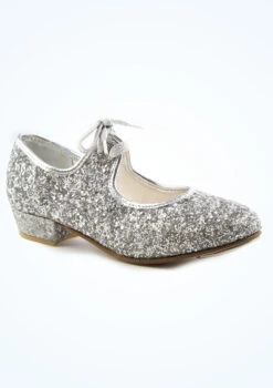 Alegra Tie Front Glitter Tap Shoe - Silver -Diaman Dance Wear Shop alh0021 silver main 1t 45665.1678872526