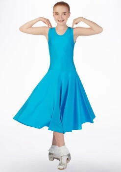 Tappers & Pointers Girl's Tank Ballroom Dress Long -Diaman Dance Wear Shop ballroom3 tappers pointers girls tank ballroom dress long blue front 57885.1678886270