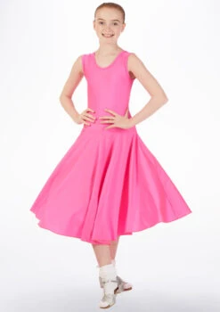 Tappers & Pointers Girl's Tank Ballroom Dress Long -Diaman Dance Wear Shop ballroom3 tappers pointers girls tank ballroom dress long pink front 15217.1678886270
