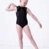 Bloch Girls Madinsson Zip Front Tank Leotard -Diaman Dance Wear Shop blcl1035 black front 61234.1675901672