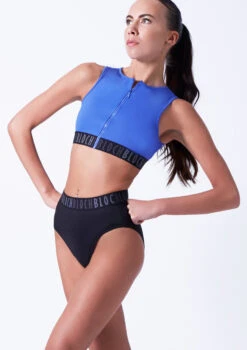 Bloch Remy Zip Front Tank Crop Top -Diaman Dance Wear Shop blft5010 blue front t 59922.1698799274