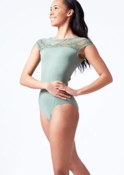 Bloch Emma Boat Neck Lace Leotard -Diaman Dance Wear Shop bll4162 sage front t 63859.1698799546