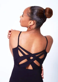 Bloch Octavia Weave Back Leotard -Diaman Dance Wear Shop bll6137 black close up 31887.1678926046