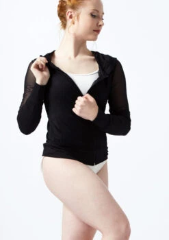 Ballet Rosa Zipped Mesh Hoodie -Diaman Dance Wear Shop br midori ballet rosa zipped mesh hoodie black front thumbnail T 83926.1698803760