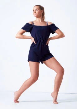 Ballet Rosa Romper Warm Up Suit -Diaman Dance Wear Shop branice navy front 2 06694.1678926646