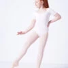 Capezio Class Kids Short Sleeve Leotard -Diaman Dance Wear Shop cad400c white front 2 21030.1689290965
