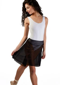 Ballet Rosa Pull On Mesh Dance Skirt -Diaman Dance Wear Shop christiane ballet rosa pull on mesh dance skirt black front thumbnail T 79407.1698802532