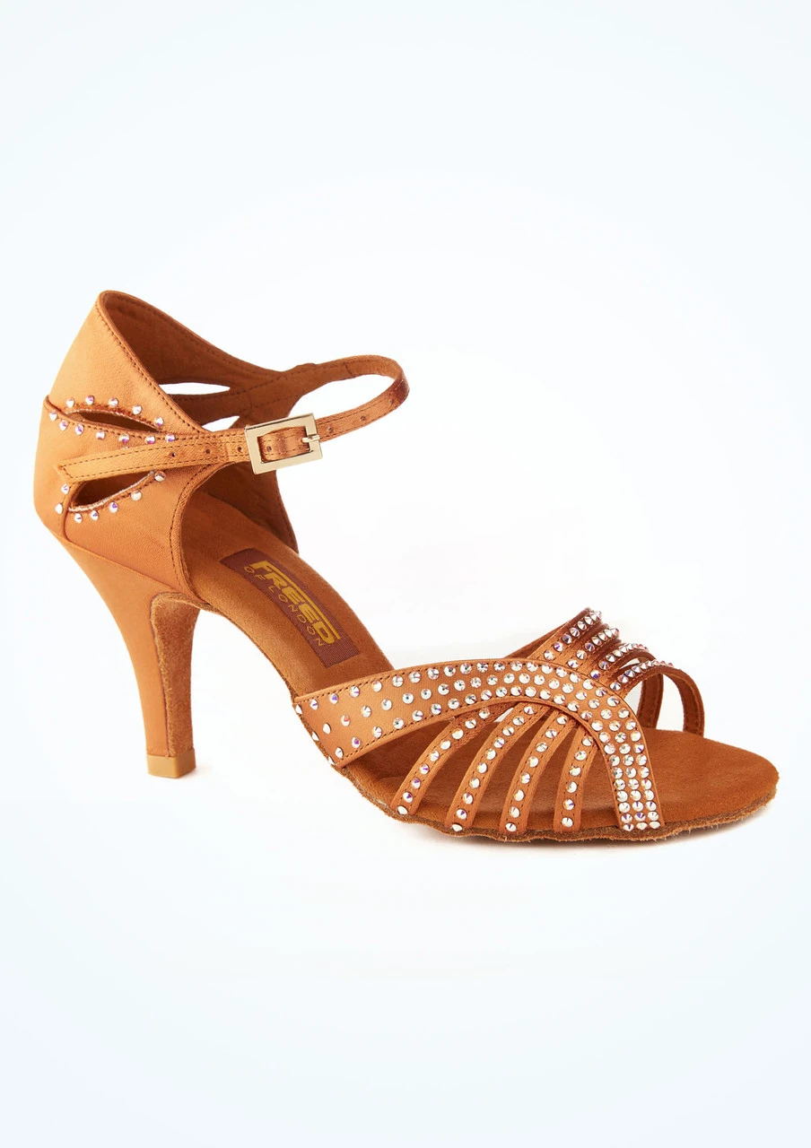Freed Dina Swarovski Crystal Latin Shoe - 3" - Tan 3 Freed Dina Swarovski Crystal Latin Shoe - 3" - Tan