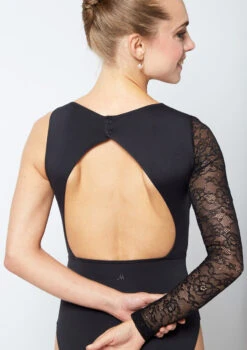 Move Dance Ailsa Asymmetric Lace Leotard -Diaman Dance Wear Shop mo l0628 move dance ailsa asymmetric lace leotard black back no2 57942.1678884183