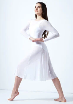 Move Dance Dione Long Sleeve Lyrical Dress 16 Move Dance Dione Long Sleeve Lyrical Dress -Diaman Dance Wear Shop mo r0218 move dance dione long sleeve lyrical dress white front 70401.1678884650