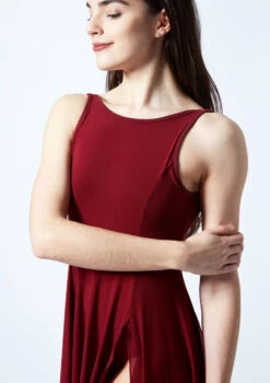 Move Dance Larissa High Split Lyrical Dress -Diaman Dance Wear Shop mo r0222 move dance larissa high split lyrical dress red front no1 88684.1678884660