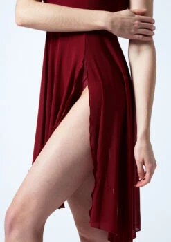 Move Dance Larissa High Split Lyrical Dress -Diaman Dance Wear Shop mo r0222 move dance larissa high split lyrical dress red front no2 00367.1678884661
