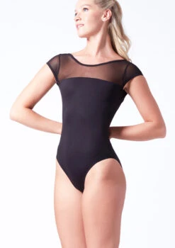 Move Dance Eve Scoop Back Mesh Leotard -Diaman Dance Wear Shop mol0616 black front t 61074.1698711837