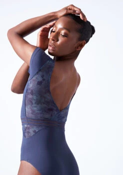 Move Dance Kalpana Cap Sleeve Leotard -Diaman Dance Wear Shop mol0670 petrol blue close up back 21980.1683070122