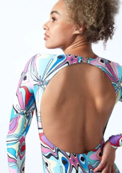 Move Dance Aurora Long Sleeve Open Back Leotard Bodysuit - Marble 8 Move Dance Aurora Long Sleeve Open Back Leotard Bodysuit - Marble -Diaman Dance Wear Shop mol0904 mar close up back 1 68440.1678884343