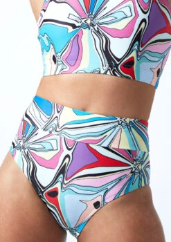 Move Dance Luna High Waisted Brief - Marble 8 Move Dance Luna High Waisted Brief - Marble -Diaman Dance Wear Shop mor0906 mar close up front 1 57978.1678884724