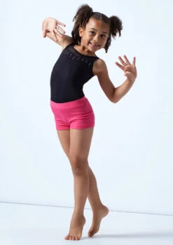 Move Dance Thalia Girls Dance Shorts -Diaman Dance Wear Shop mor5011 bright pink front 2 15156.1688080915