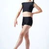 Move Dance Teen Carina High Waisted Dance Shorts -Diaman Dance Wear Shop mor5811 blk front 1 15769.1678884780