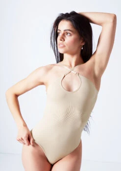 Move Dance Serena Seamless Bodysuit -Diaman Dance Wear Shop moz0510 sand close up front 2edit 09701.1690413313