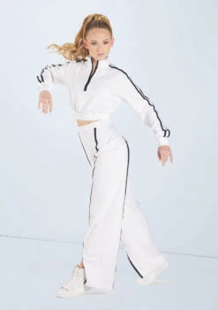 Weissman French Terry Split-Front Pants -Diaman Dance Wear Shop wn15426 white 49 t 53800.1698823714
