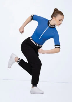 Weissman Zip-Front Striped Trim Leotard 8 Weissman Zip-Front Striped Trim Leotard -Diaman Dance Wear Shop wn15522 royal blue 17 76576.1694696011