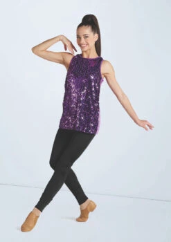 Weissman Ultra Sparkle Tunic Top -Diaman Dance Wear Shop wn16345 electric purple 665 39795.1694919658