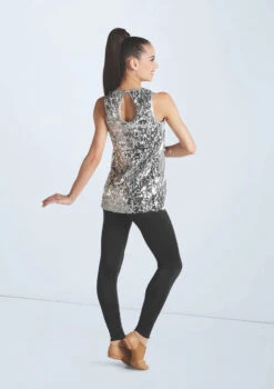 Weissman Ultra Sparkle Tunic Top -Diaman Dance Wear Shop wn16345 silver 671 96733.1694919658