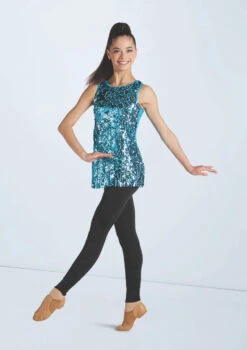 Weissman Ultra Sparkle Tunic Top -Diaman Dance Wear Shop wn16345 turquoise 668 11185.1694919658
