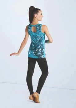 Weissman Ultra Sparkle Tunic Top -Diaman Dance Wear Shop wn16345 turquoise 669 66945.1694919658
